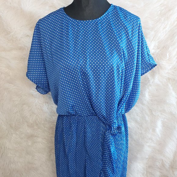 Zara Women's Blue White Dots Short Sleeves Bow Belted Jumpsuit Size: M - Picture 2 of 10